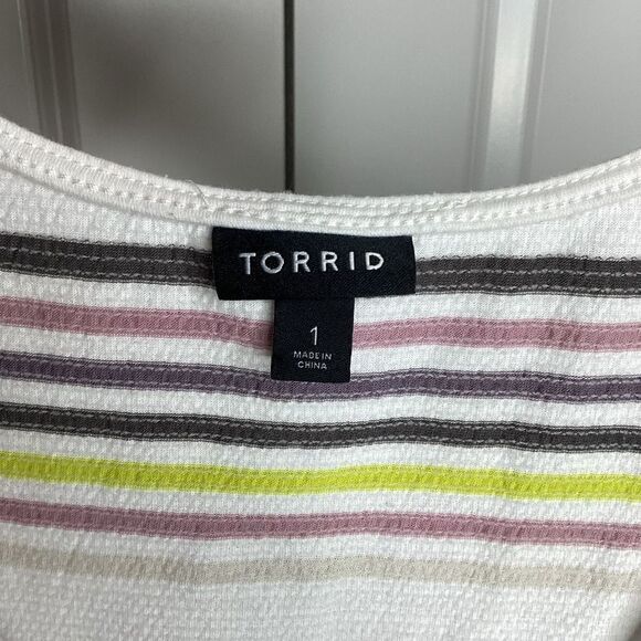 Womens Torrid Striped tank top striped‎  cream / multi 1X - Picture 4 of 4